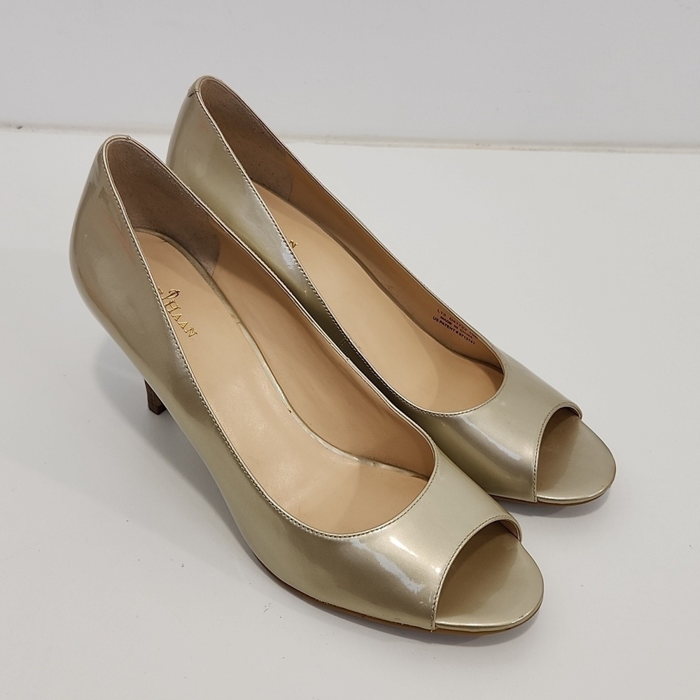 Cole Haan Nike Air Chelsea Pump Women's Sz 10B Nude High Heel Open Toe  Shoe EUC